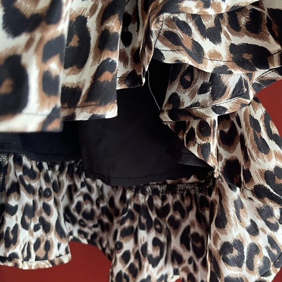 NWT Beautiful CALI BLUE lined animal print mini skirt with ruffles - Picture 2 of 8